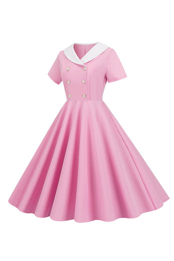 Peter Pan Collar Swing 1950s Dress with Short Sleeves