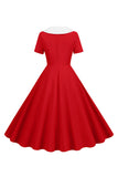 Peter Pan Collar Swing 1950s Dress with Short Sleeves