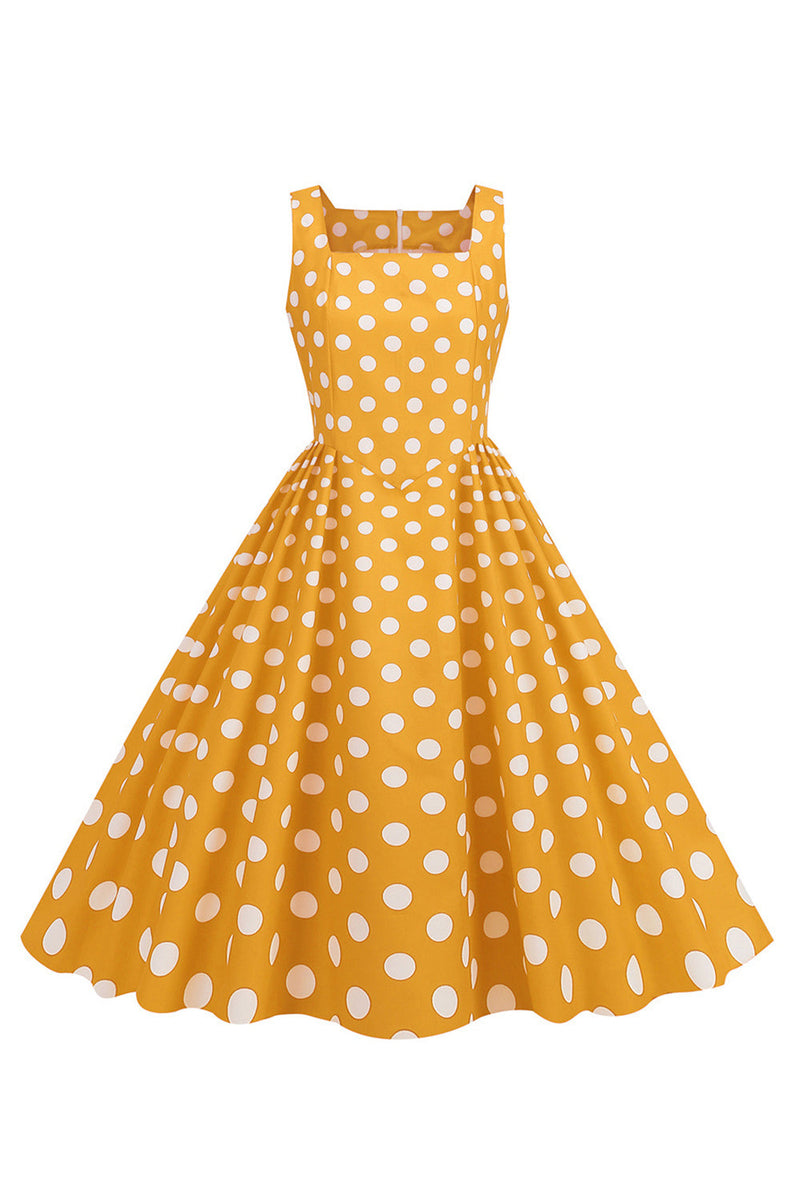 Load image into Gallery viewer, Black Polka Dots Vintage 1950s Dress
