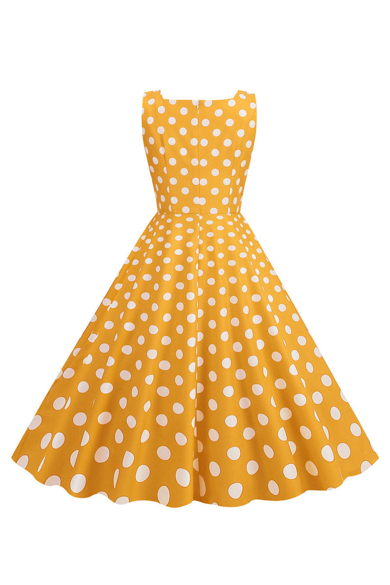 Load image into Gallery viewer, Black Polka Dots Vintage 1950s Dress