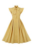 Load image into Gallery viewer, Yellow Solid Swing 1950s Dress with Bow
