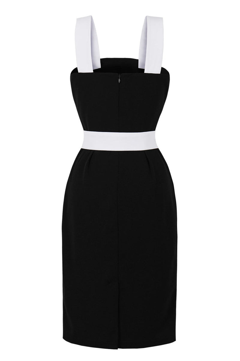 Load image into Gallery viewer, Square Neck Black Bodycon 1960s Dress