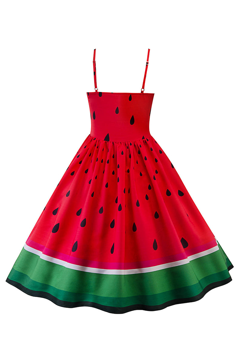 Load image into Gallery viewer, Red Watermelon Printed Vintage 1950s Dress