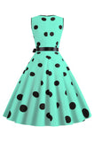 Light Blue Polka Dots Vintage 1950s Dress