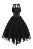 Black Chiffon Vintage Halloween Dress