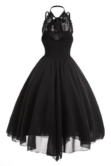 Black Chiffon Vintage Halloween Dress