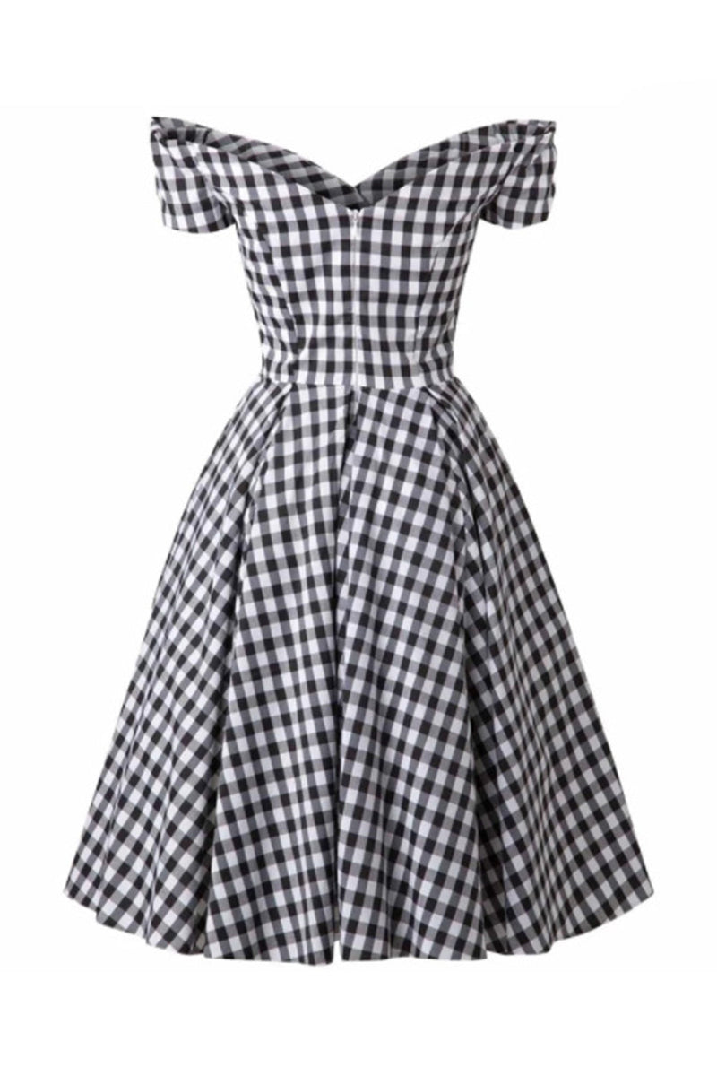 Load image into Gallery viewer, Black Gingham Vintage 1950s Dress