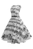 Load image into Gallery viewer, White Printed Swing 1950s Vintage Dress