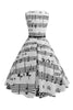 Load image into Gallery viewer, White Printed Swing 1950s Vintage Dress