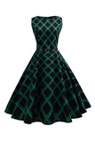 Swing Green Plaid 1950s Dress