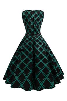 Swing Green Plaid 1950s Dress