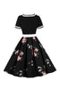 Load image into Gallery viewer, V Neck Short Sleeves Black 1950s Dress With Belt