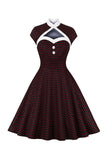 Black Polka Dots 1950s Dress with Button