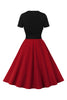 Load image into Gallery viewer, Retro Style Square Neck Burgundy 1950s Dress
