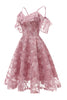 Load image into Gallery viewer, A Line Off the Shoulder Blush Lace Dress