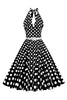 Load image into Gallery viewer, Hepburn Style Halter Neck Polka Dots Red 1950s Dress