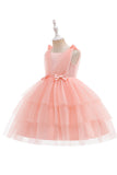 Blue Tulle Girl Party Dress with Bows