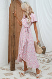 Pink Floral Maxi Wrap Dress