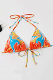 Halter Neck Orange Printed Bikini