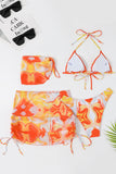 Halter Neck Orange Printed Bikini