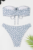Two Piece Tube Top Pink Floral Swimsuit
