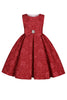 Load image into Gallery viewer, Cute Jewel Neck Pink Jacquard Girl Dress
