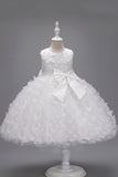 Champagne Princess Butterfly Tulle Girls' Dress With Bow