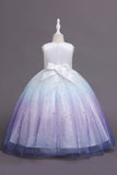 Purple Glitter Sleeveless Long Girls' Dress