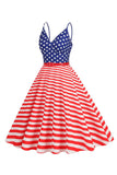 Stripes Sleeveless Swing 1950s Dress with Star