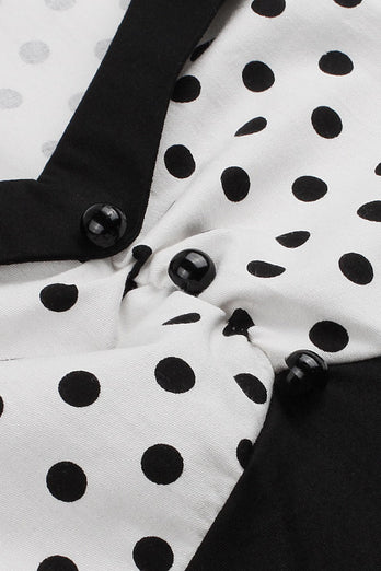 Black Polka Dots Swing 1950s Dress with Short Sleeves
