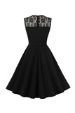 Black Swing 1950s Dress with Lace