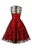 Red Lace Swing Vintage Dress