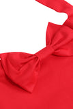 Halter Red Vintage Girls Dress with Bow