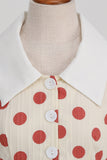 Red Polka Dots Vintage Dress With Short Sleeves