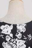 Black V Neck Print Sleeveless 1950s Dress