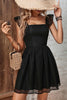 Load image into Gallery viewer, Black Square Neck Open Back Summer Dress