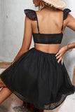 Black Square Neck Open Back Summer Dress