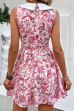 A Line Burgundy Sleeveless Print Summer Dress