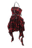 Load image into Gallery viewer, One Shoulder Red Plaid Asymmetrical Vintage Dress