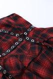 One Shoulder Red Plaid Asymmetrical Vintage Dress