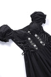 Puff Sleeves Black 1950s Dress with Lace