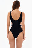 Cut Out One Piece Black Swimwear