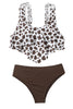 Load image into Gallery viewer, Leopard Two Pieces Brown Swimwear