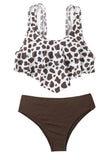 Leopard Two Pieces Brown Swimwear