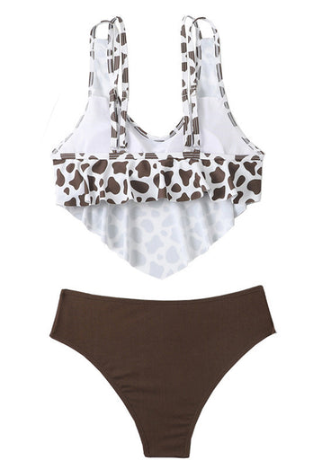Leopard Two Pieces Brown Swimwear