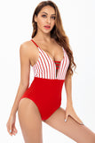 Stripe Spaghetti Straps One Piece Swimwear