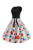 Load image into Gallery viewer, Black Printed Sleeveless 1950s Dress With Belt