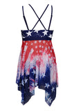 Navy Stars Printed Adjustable Strap One Piece Swimdress