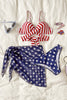 Load image into Gallery viewer, Blue Two Piece Stars Stripes Printed Wrap Front Swimsuit With Cover-up Dress