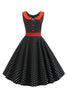 Load image into Gallery viewer, Black Polka Dots Sleeveless Swing Vintage Dress